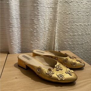 Cole Haan Gold Floral Embellished Women's Slip on Shoes